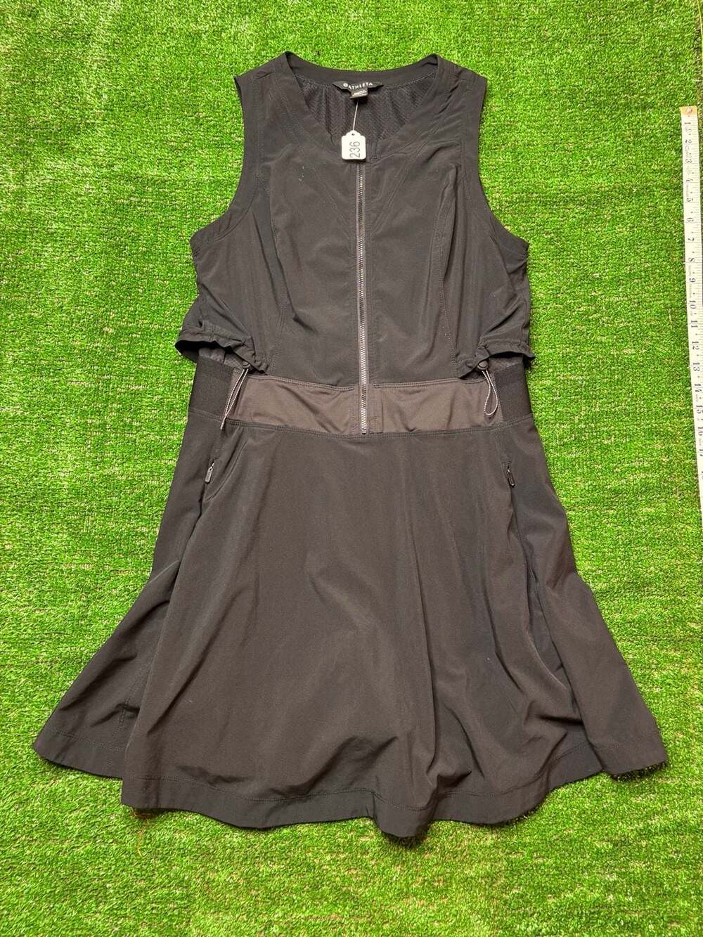 Athleta Venture Out Dress Black Size 6 Full Zip Tank Athletic Tennis Dress
